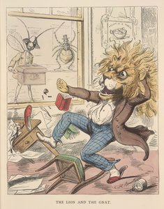 Lejonet och myggen, illustration från "The Fables of Aesop and Others"