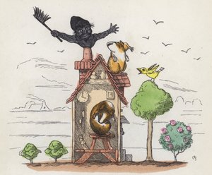 Det fåniga marsvinet (färgad gravyr)