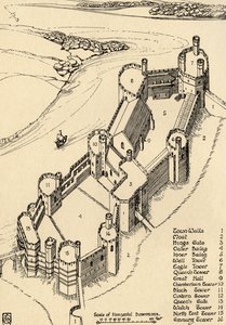En fågelperspektiv över Caernarvon Castle, norra Wales, 1931
