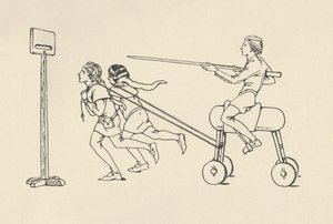 Pojkar som spelar på Riding at the Quintain Romance of Alexander, omkring 1340. Bodleian, 1931 av Charles Henry Bourne Quennell