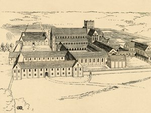 Exteriör av Benediktinerklostret, 1931 av Charles Henry Bourne Quennell