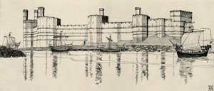 Exteriör av Caernarvon Castle, norra Wales, 1931 av Charles Henry Bourne Quennell