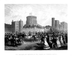 Kejsaren och fransmännens kejsarinna vid Windsor Castle, 1855, 1875. av Charles Henry Jeens