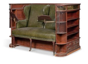 Edwardianskt "vagnssäte", tidigt 1900-tal (mahogny och läder) av Charles Hindley and Sons