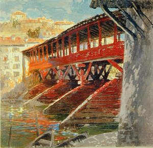 Ponte degli Alpini, Bassano del Grappa, ca 1910 (relieftryck)