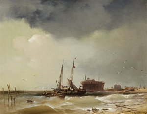 Fisher-båtar landar på en strand