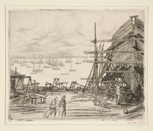 Byggarbetsplats i Cancale av Charles Huard