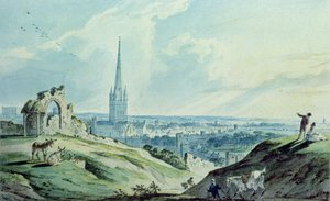 En utsikt över Norwich, från Mousehold Hill, nära ruinerna av Ketts Castle av Charles, II Catton