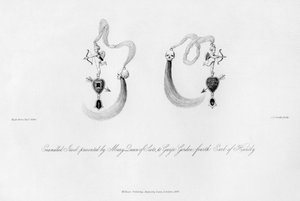 Emaljerad juvel presenterad av Mary Queen of Scots, till George Gordon, 1500-talet, 1840. av Charles J. Smith