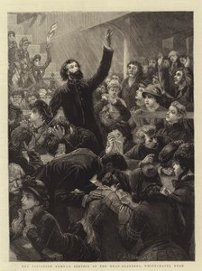Frälsningsarmén, en tjänst vid huvudkvarteret, Whitechapel Road av Charles J. Staniland