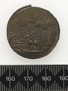 Baksidan av en token föreställande Thomas Spence (koppar)