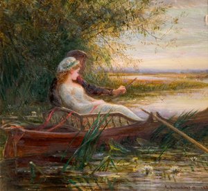 Två figurer i en båt, 1881.
