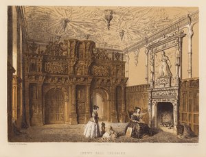 Crewe Hall, Cheshire (akvatint) av Charles James Richardson