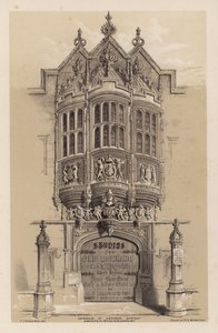 Frontispice för Old English Mansions, Third Series, av C J Richardson (färg litho)