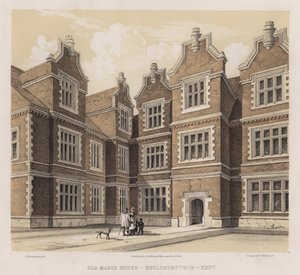 Gammal herrgård, Hollingbourne, Kent (färg litho) av Charles James Richardson