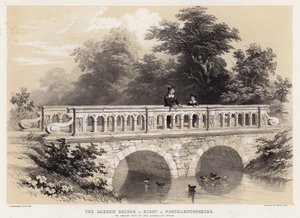 Trädgårdsbron vid Kirby i Northamptonshire, lordkansler Hattons gamla säte av Charles James Richardson