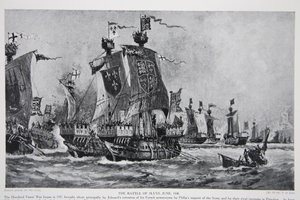 Slaget vid Sluys, 24 juni 1340, illustration från "Hutchinson