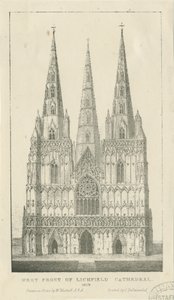 Lichfield Cathedral - West Front: gravyr av Charles Joseph Hullmandel