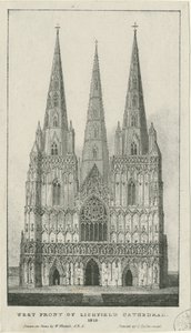 Lichfield Cathedral - West Front: gravyr, 1819 av Charles Joseph Hullmandel