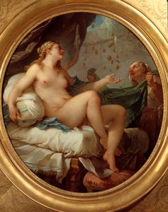Danae tar emot guldregnet Zeus seduit Danae i form av ett regn av guldmynt. Målning av Charles Joseph Natoire (Charles-Joseph Natoire