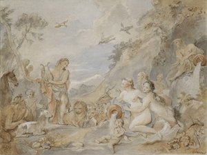 Orpheus charmar nymferna, dryaderna och djuren, 1757. av Charles Joseph Natoire
