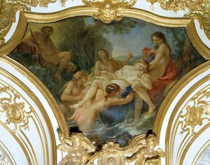 The Nymphs Drawing Body of Psyche Takmålning av Charles Joseph Natoire (Charles-Joseph Natoire av Charles Joseph Natoire