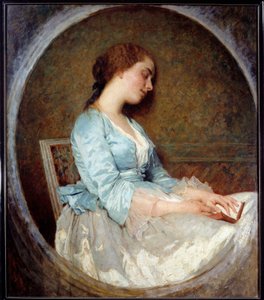 Drömmen ung kvinna som sover på sin bok. Målning av Charles Chaplin (1825-1891) 1857 Sön. 1,06x0,92 m Marseille, Musee des Beaux Arts
