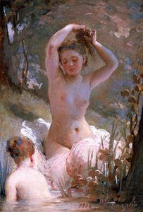 Två flickor som badar, 1864