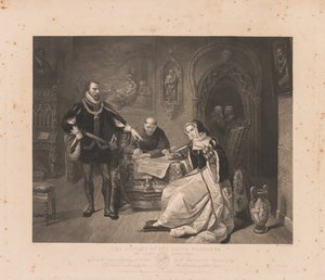 Undertecknande av Lady Jane Greys dödsdom. av Charles Kennedy Burt