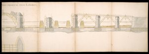 Design av den projekterade bron över Themsen i London, BL Kartor C.49.e.76 av Charles Labelye