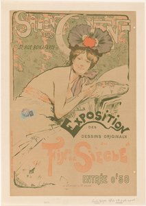 Affisch för en exposition från Salon des Cent Salon des Cent Utställning av originalteckningar från slutet av seklet (titel på objekt) av Charles Lapierre