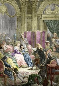 Salongen av Suzanne Curchod och Madame Necker (gravyr) av Charles Laplante
