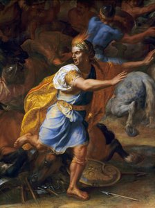En rädd man. Detalj av slaget vid Arbels (antik). Målning av Charles Lebrun (Le Brun) (1619-1690) av Charles Le Brun