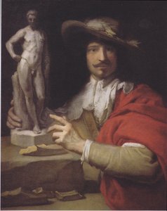 Tyska: Porträt des Bildhauers Nicolas le Brun Porträtt av skulptören Nicolas Le Brun av Charles Le Brun