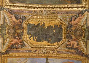 Hjälp till folket under hungersnöden 1662, takmålning från Galerie des Glaces av Charles Le Brun