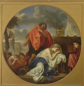 Jefta ska offra sin dotter (olja på duk) av Charles Le Brun