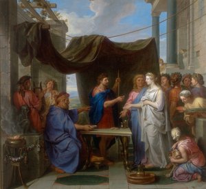 Marriage of Moses and Sephora, verk av Charles Le Brun, konserverat på Galleria Estense i Modena av Charles Le Brun