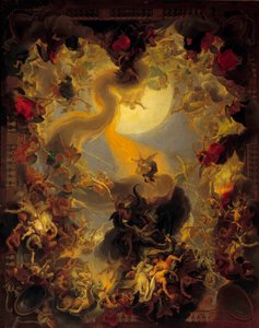 De rebelliska änglarnas fall. Målning av Charles Lebrun (Le Brun) (1619-1690) av Charles Le Brun