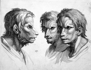 Tre ansikten av varulv (varulv) - av Le brun av Charles Le Brun