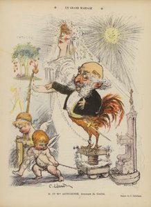 Ett stort bröllop. Illustration för Le Rire av Charles Leandre