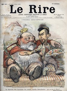 Anglo-Japanese Alliance (Japanese Anglo 1902) Diplomati har precis fött ett monster, nya Radica-Doodica: vem blir dekanus? - Kung Edward VII - KARIKATUR 1902 av Charles LEANDRE (1862-1934) för The Laughter av Charles Leandre