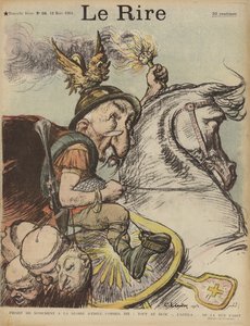 Karikatyr av Frankrikes premiärminister Emile Combes som Hunnen Attila. Illustration för Le Rire