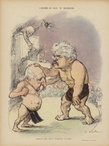 Karikatyr av de franska politikerna Emile Combes och Alexandre Millerand. Illustration för Le Rire