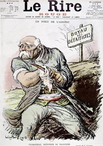 Georges Clemenceau (1841-1929) fransk politiker, tecknad av Leandre som visar honom som renaren av skyttegravarna, publicerad i tidningen "Le Rire" 16 februari 1918 av Charles Leandre