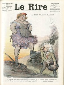 Illustration av Charles Leandre (1862-1934) för omslaget till Le Rire, 30/09/22 - Den största illusionen - Tyskland Preussen, England Storbritannien, Reparationer - Marianne, David Lloyd George (1863-1945) - Trivialit av Charles Leandre