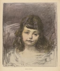 Porträtt av ett barn (lito i färg) av Charles Leandre