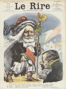 Frankrikes president Loubet tog emot av Algeriets generalguvernör Paul Revoil. Illustration för Le Rire