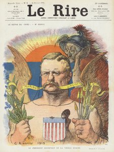 President Roosevelt och Gamla Europa. Illustration för Le Rire
