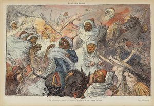 Satir över Kaiser Wilhelm II:s besök i Tanger 1905. Illustration för Le Rire
