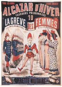 Affisch för operetten La Grêve des femmes av A. de Villebichot, 1879-1880